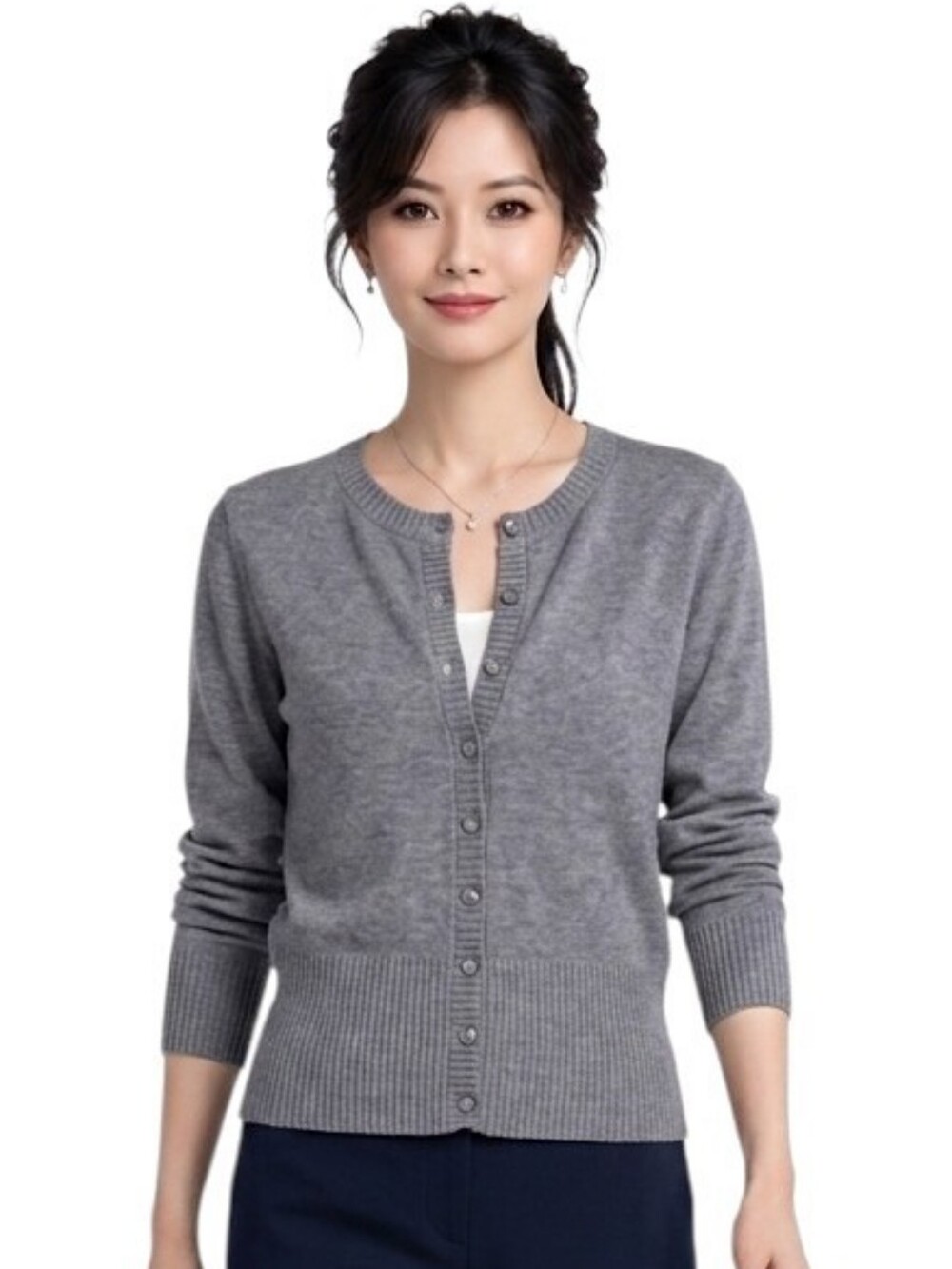 Madden Girl Gray Heathered Button Down Cardigan Size S